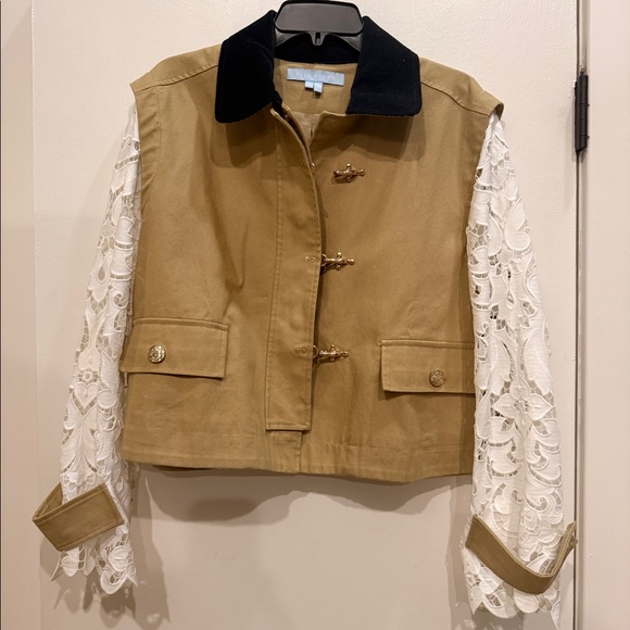 Hill House Jackets & Blazers - Hill House Clarisse Jacket with Lace White Sleeves and Tan Body